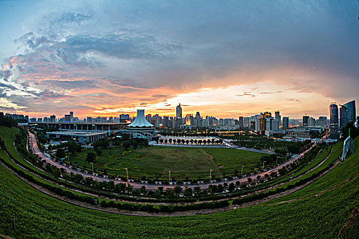 傍晚晚霞夜景