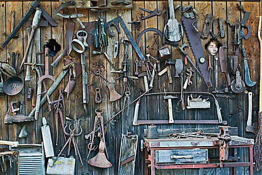 老,工具,脱落,墙壁,提洛尔,奥地利,欧洲