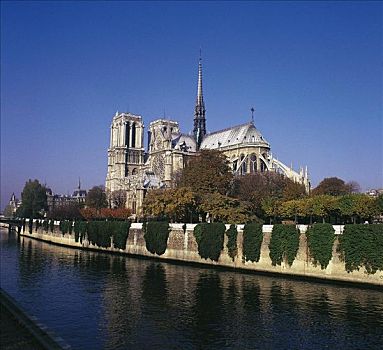 大教堂,教堂,塞纳河,巴黎,法国,欧洲