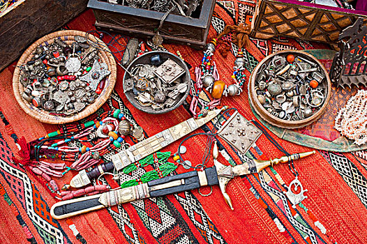 东方,饰品,小,宝箱,华丽,刀,地毯,露天市场,集市,摩洛哥,非洲