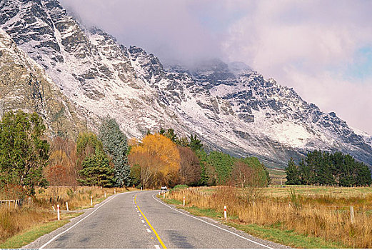 景色,道路,皇后镇,南岛,新西兰