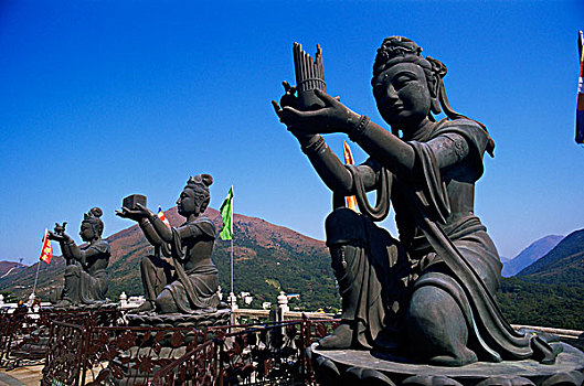 中国,香港,大屿山,女神,雕塑,大佛,寺院