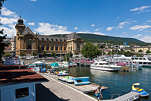 风景,港口,湖,瑞士,欧洲