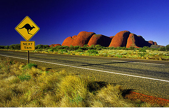 奥加斯石群,公路,标识,澳大利亚