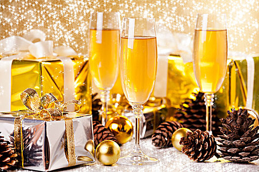 喜庆,圣诞节,香槟