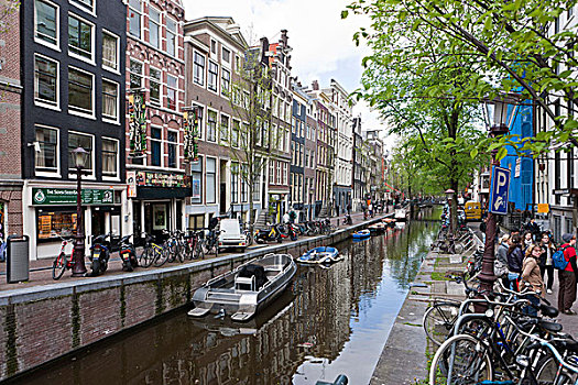 船,运河,阿姆斯特丹,荷兰,欧洲