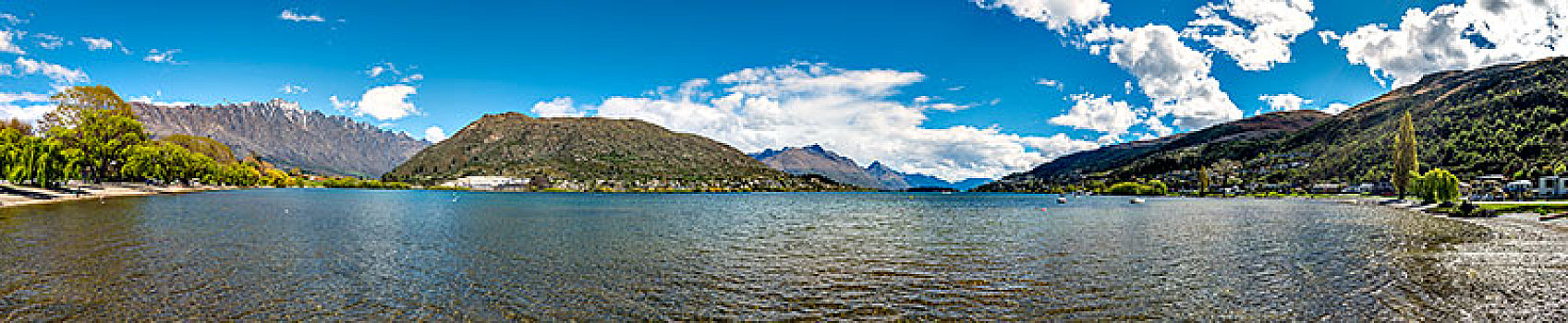 瓦卡蒂普湖,正面,山脉,皇后镇,奥塔哥地区,南部地区,新西兰,大洋洲