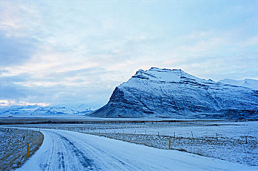 积雪,遥远,乡村道路,冰岛