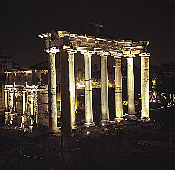 俯拍,柱子,纪念建筑,古罗马广场,罗马,意大利