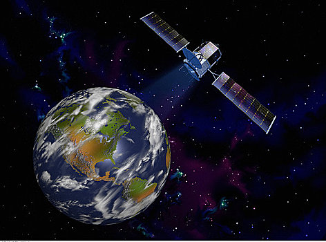 溝通,衛星,地球,太空,北美