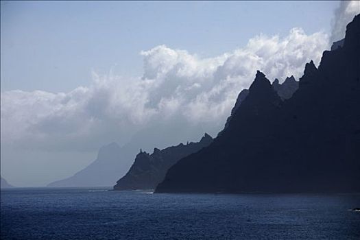 岩石海岸,靠近,伊达尔戈,特内里费岛,西班牙