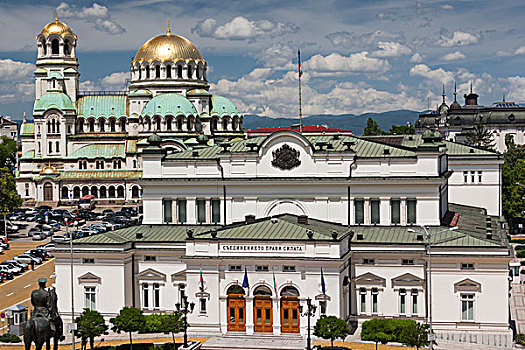 保加利亚,索非亚,议会,建筑,大教堂,俯视图