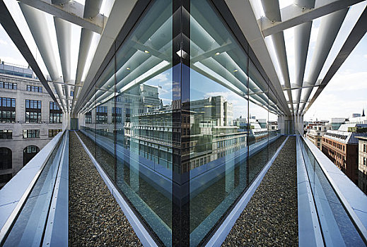 一个,都铎,街道,伦敦,英国,2009年,特写,外景,现代,玻璃幕墙,展示,反射,建筑