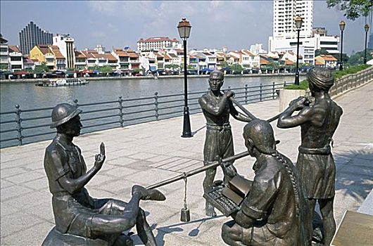 苏梅岛,青铜,雕塑,河滨步道,新加坡