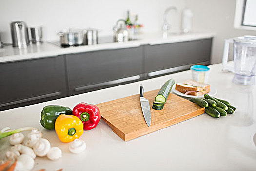 蔬菜,刀,案板,厨房操作台