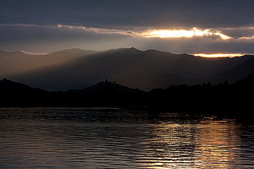 颐和园,昆明湖,西堤,西堤六桥,玉泉山,玉泉塔