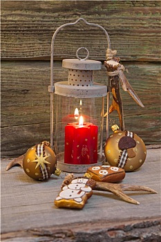 乡村,灯笼,圣诞节,烛光,木质背景