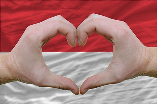 心形,喜爱,手势,展示,上方,旗帜,印度尼西亚