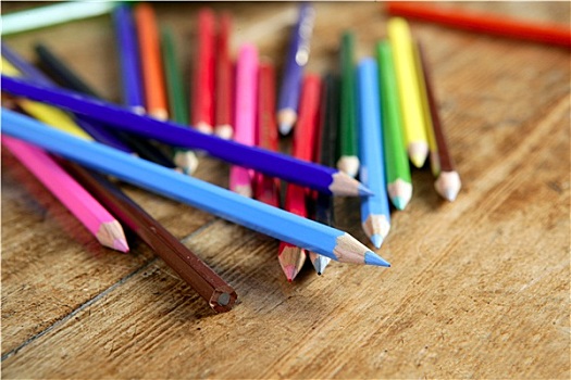 彩色,铅笔,安放,休闲,木质,书桌
