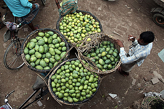 不同,乡野,批发,芒果,市场,集市,买,孟加拉,五月,2009年