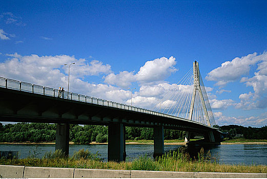 桥,上方,河,华沙,波兰