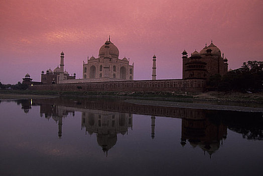 印度,泰姬陵,日出,反射,河