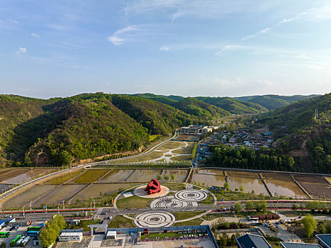 陕西省延安市南泥湾航拍图片