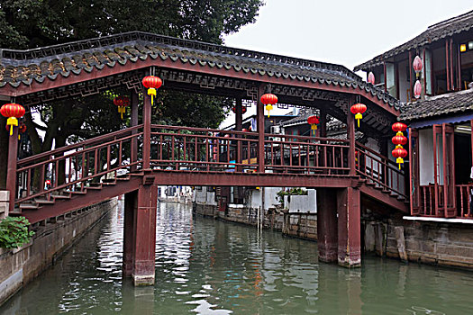 风雨桥,大运河,朱家角,上海,中国