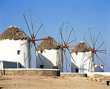 风车,独特,特征,米克诺斯岛,风景,专注,居民区,碾磨,小麦