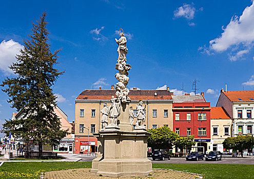 柱子,雕塑,圣母玛利亚,广场,地区,南摩拉维亚,区域,捷克共和国,欧洲