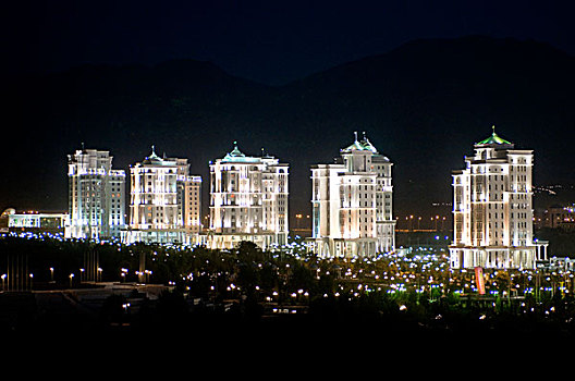 土库曼斯坦,夜景,城市