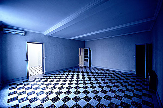 蓝色,房间