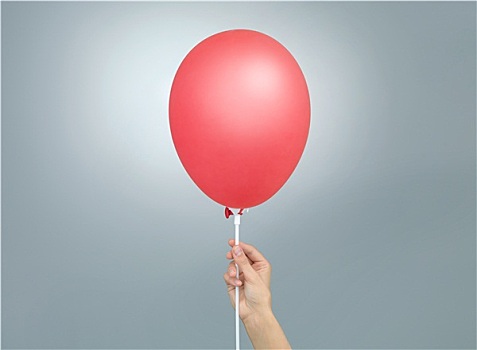 握着,红色,气球