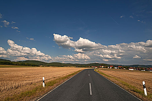 道路,地点,中间,弗兰克尼亚,巴伐利亚,德国,欧洲