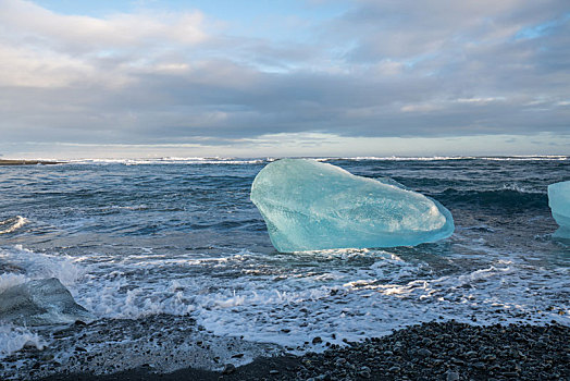 冰岛冬季钻石沙滩自然景观