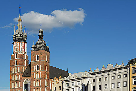 双子塔,大教堂,老城广场,克拉科夫,波兰