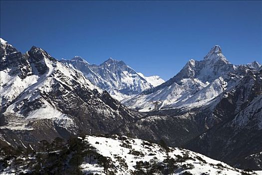 山脉,萨加玛塔国家公园,尼泊尔