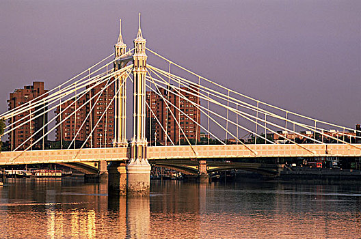 吊桥,河,桥,泰晤士河,伦敦,英格兰