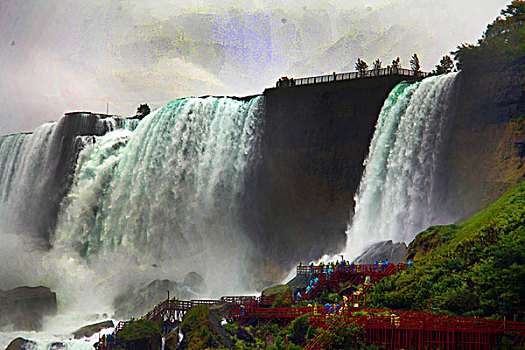 尼亚拉加大瀑布阴雨天景色