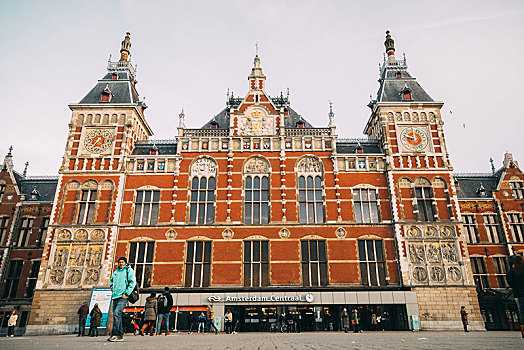 阿姆斯特丹,中央车站,寒冷,白天