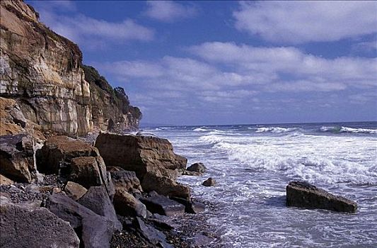 岩石海岸,石头,悬崖,海洋,海浪,加利福尼亚,美国,北美