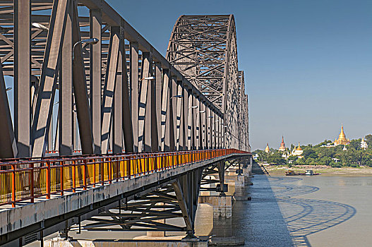 伊洛瓦底江,桥,上方,传说,靠近,曼德勒,缅甸