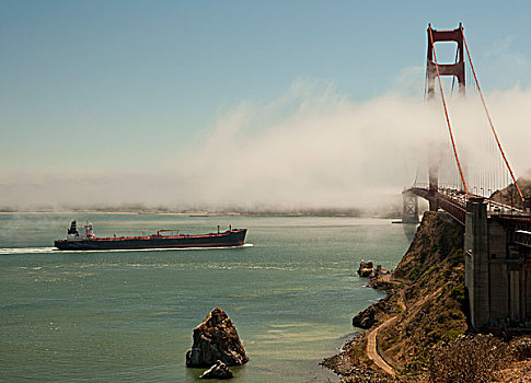 集装箱船,旧金山湾,旧金山,加利福尼亚,美国