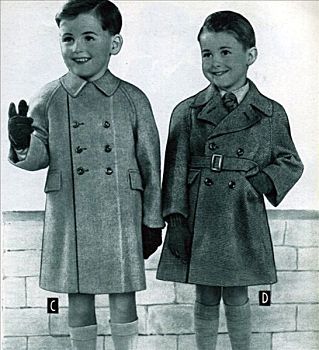 两个男孩,穿,外衣,20世纪50年代