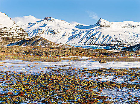冰河,瓦特纳冰川,国家公园,冬天,风景,顶峰,斯堪的纳维亚,冰岛,大幅,尺寸