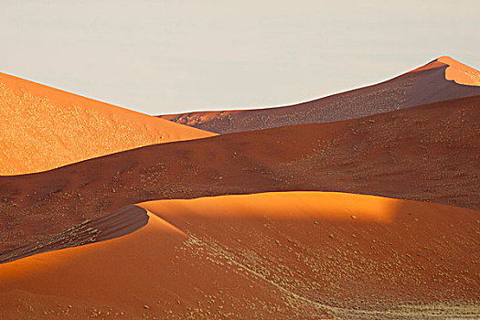 纳米比亚,纳米比诺克陆夫国家公园,索苏维来地区,日出,上方,沙丘