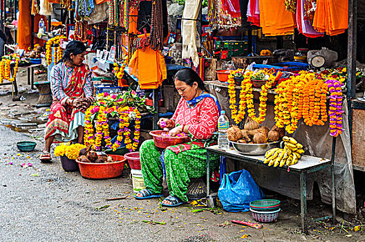 街边市场,加德满都,尼泊尔,亚洲