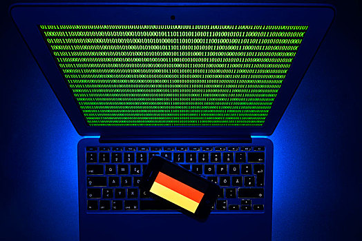 智能手机,德国国旗,电脑键盘,象征,黑客,攻击,德国,权威,巴登符腾堡,欧洲