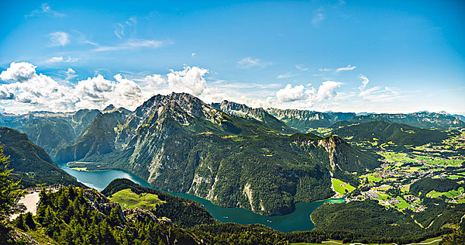 风景,瓦茨曼山,国家公园,贝希特斯加登地区,上巴伐利亚,巴伐利亚,德国,欧洲