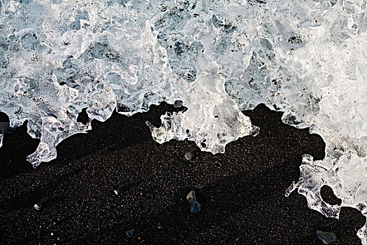 冰川冰,洗,向上,海滩,杰古沙龙湖,结冰,泻湖,冰岛